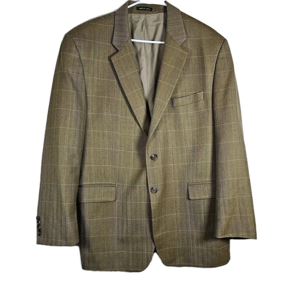 Lauren Ralph Lauren Blazer Jacket Sports Coat 100% Wool Plaid Brown Lined 40L